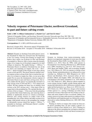 Velocity Response of Petermann Glacier, Northwest Greenland, to Past and Future Calving Events