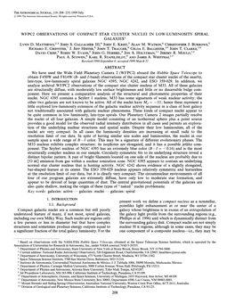 Wfpc2 Observations of Compact Star Cluster Nuclei in Low-Luminosity Spiral Galaxies1 Lynn D