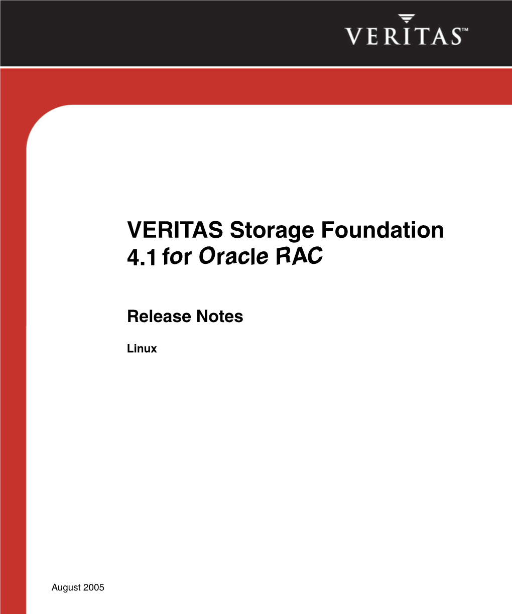 Storage Foundation 4.1 for Oracle RAC Release Notes