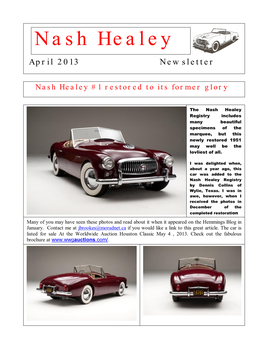 Nash Healey News April 2013