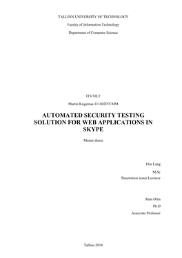 Automated Security Testing Solution for Web Applications in Skype