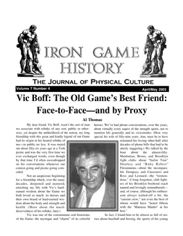 Vic Boff: the Old Game's Best Friend: Face-To-Face—And by Proxy