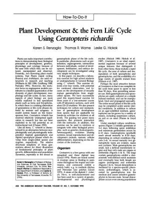 Plant Development & the Fern Life Cycle Using Ceratopteris Richardii