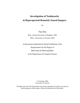 Investigation of Nonlinearity in Hyperspectral Remotely Sensed Imagery