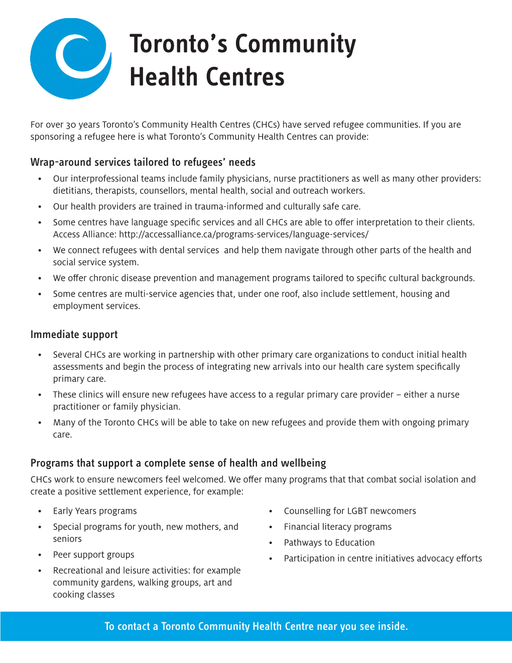 Toronto's Community Health Centres