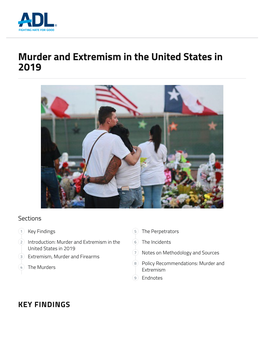 Murder and Extremism in the United States in 2019