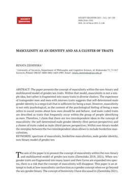 Masculinity As an Identity and As a Cluster of Traits