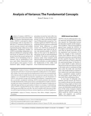 Analysis of Variance: the Fundamental Concepts