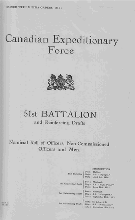 51St BATTALION and Reinforcing Drafts