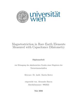 Magnetostriction in Rare Earth Elements Measured with Capacitance Dilatometry
