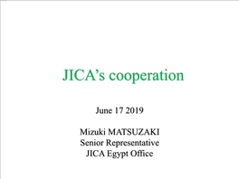 JICA's Cooperation