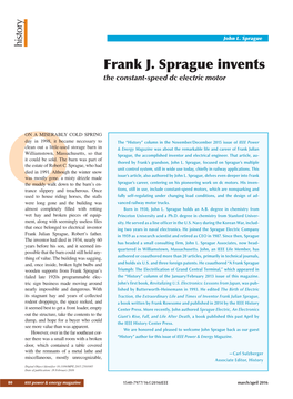 Frank J. Sprague Invents the Constant-Speed Dc Electric Motor