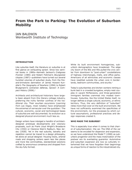 From the Park to Parking: the Evolution of Suburban Mobility
