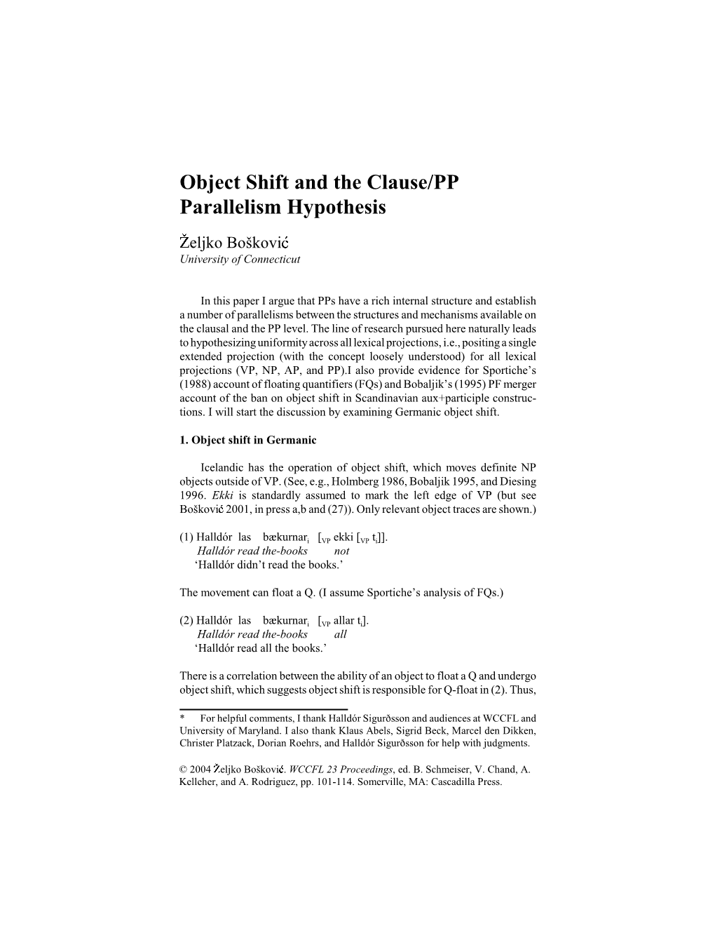 Object Shift and the Clause/PP Parallelism Hypothesis.Pdf