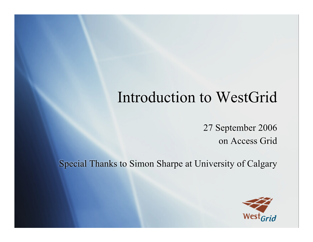 Introduction to Westgrid