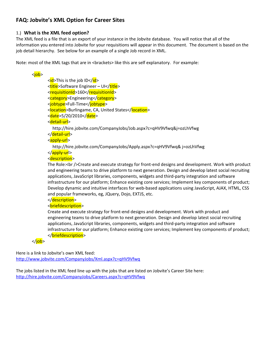 FAQ: Jobvite S XML Option for Career Sites