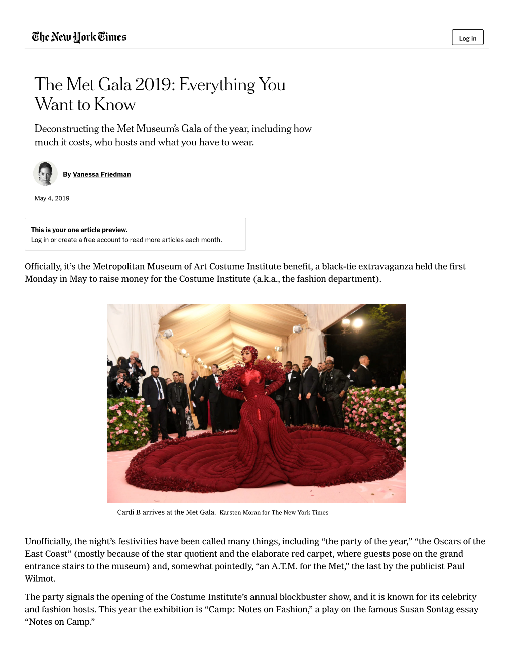 The Met Gala 2019: Everything You Want to Know Deconstructing the Met Museumʼs Gala of the Year, Including How Much It Costs, Who Hosts and What You Have to Wear