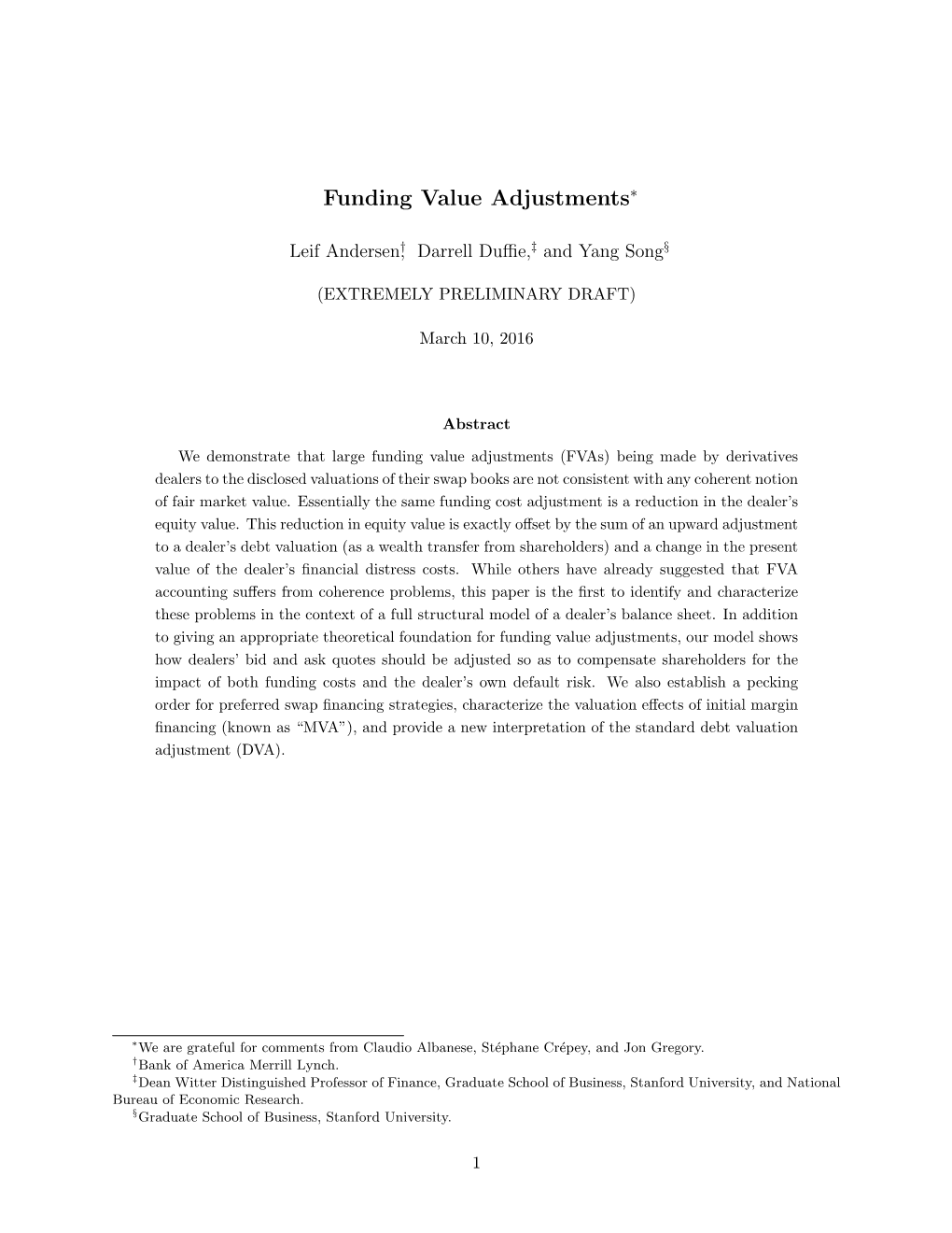 Funding Value Adjustments∗