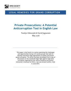 Private Prosecutions: a Potential Anticorruption Tool in English Law