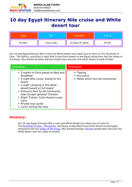 10 Day Egypt Itinerary Nile Cruise and White Desert Tour