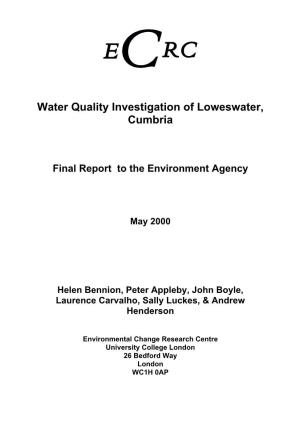 Water Quality Investigation of Loweswater, Cumbria