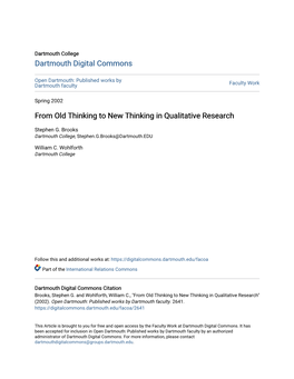From Old Thinking to New Thinking in Qualitative Research