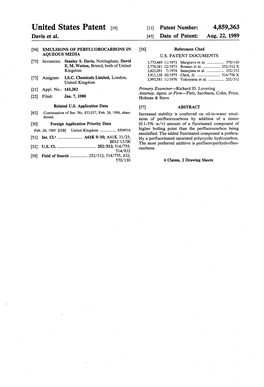 United States Patent (19) 11) Patent Number: 4,859,363 Davis Et Al