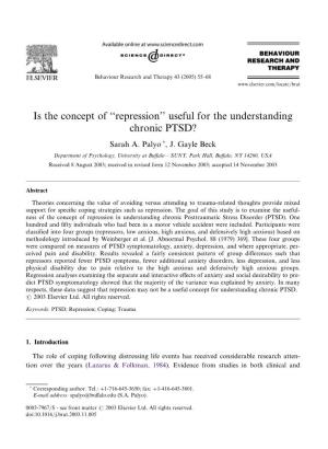Is the Concept of ''Repression'' Useful for the Understanding Chronic PTSD?