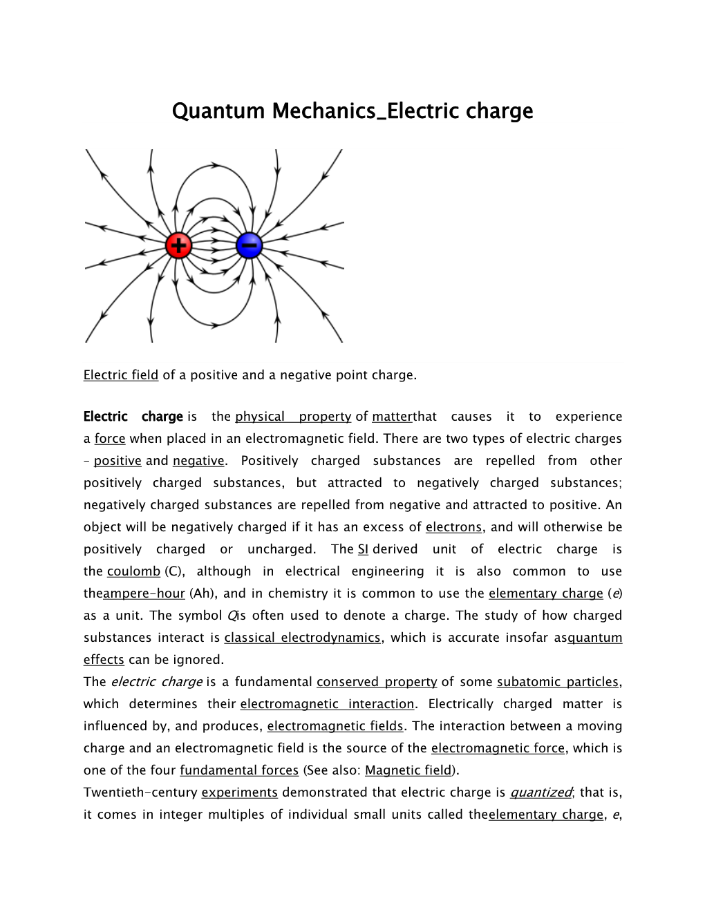 Quantum Mechanics Electric Charge