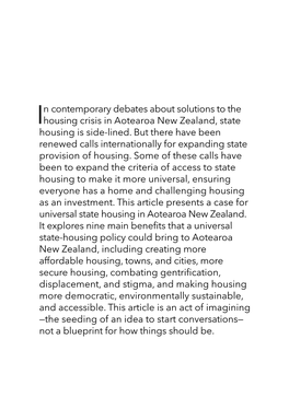 A Case for Universal State Housing, Vanessa Cole