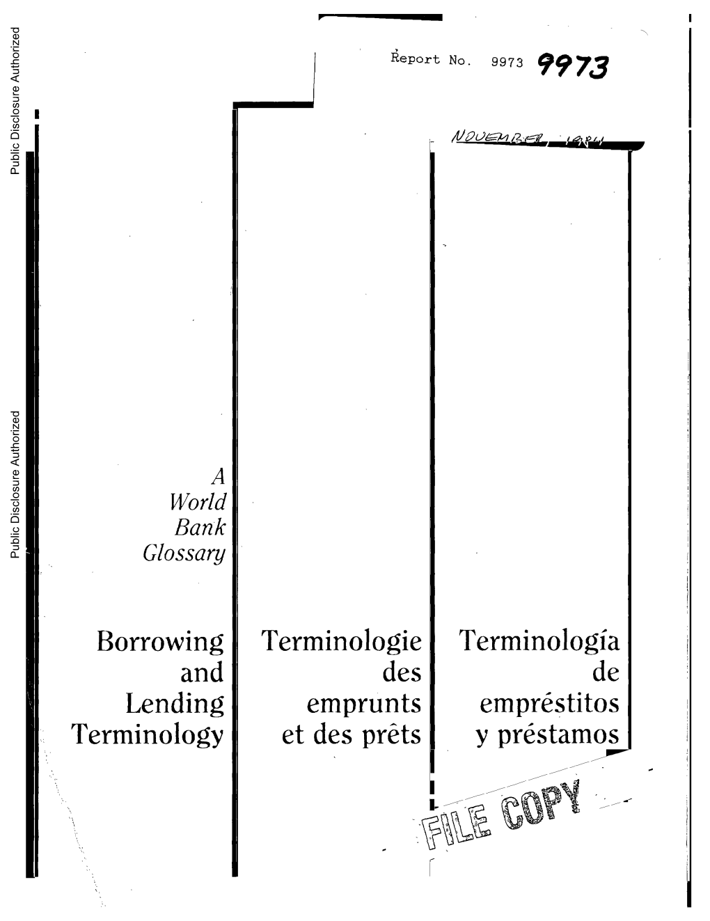 A World Bank Glossary Glossaire De La Banque Mondiale Glosario Del Banco Mundial