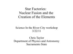 Star Factories: Nuclear Fusion and the Creation of the Elements
