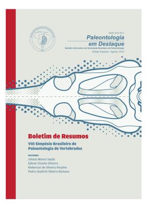 Boletim De Resumos VIII Simpósio Brasileiro De Paleontologia De Vertebrados