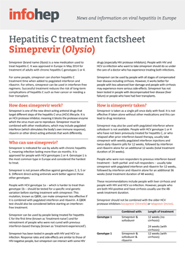 Hepatitis C Treatment Factsheet Simeprevir (Olysio)