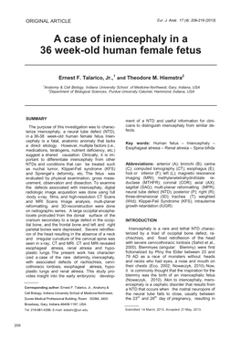 A Case of Iniencephaly in a 36 Week-Old Human Female Fetus