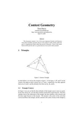 Contest Geometry Tom Davis Tomrdavis@Earthlink.Net April 19, 2001