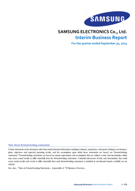 Interim Business Report for the Quarter Ended September 30, 2015