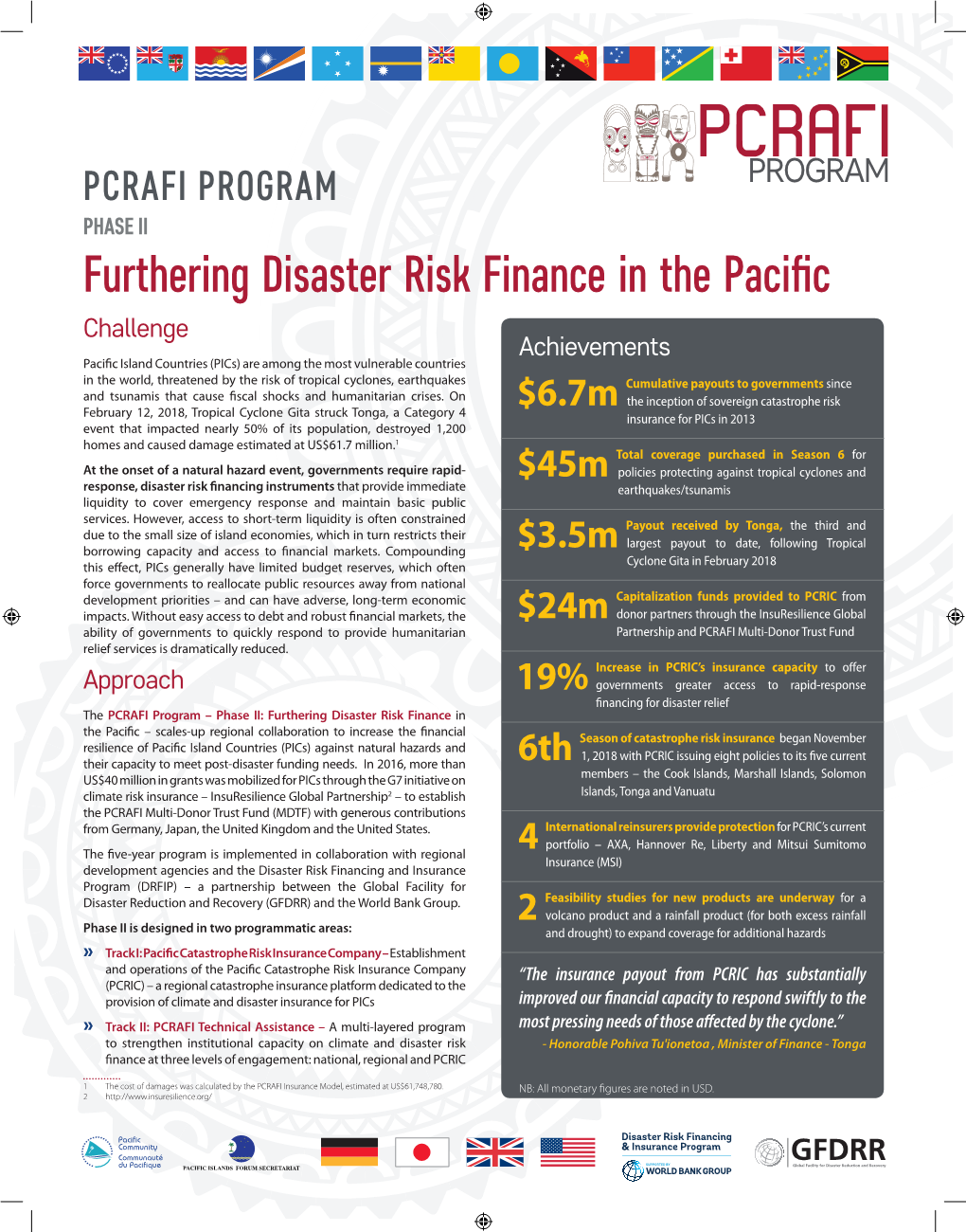 Furthering Disaster Risk Finance in the Pacific