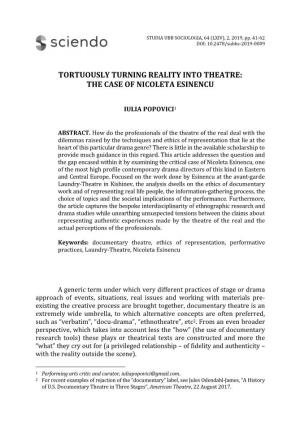 Tortuously Turning Reality Into Theatre: the Case of Nicoleta Esinencu