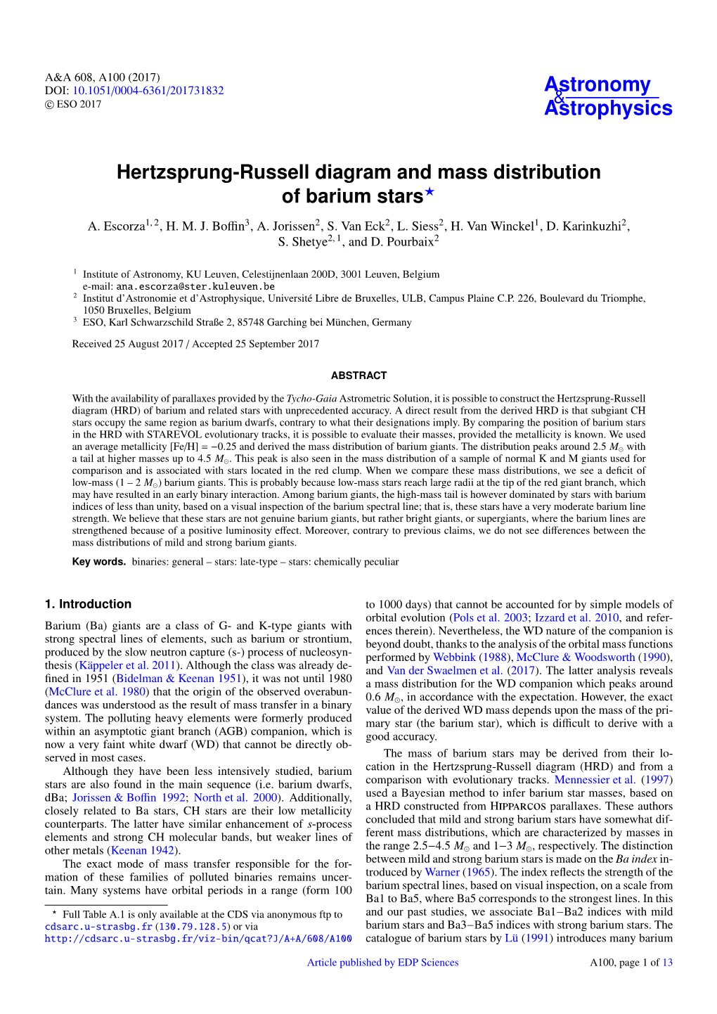 Hertzsprung-Russell Diagram and Mass Distribution of Barium Stars? A