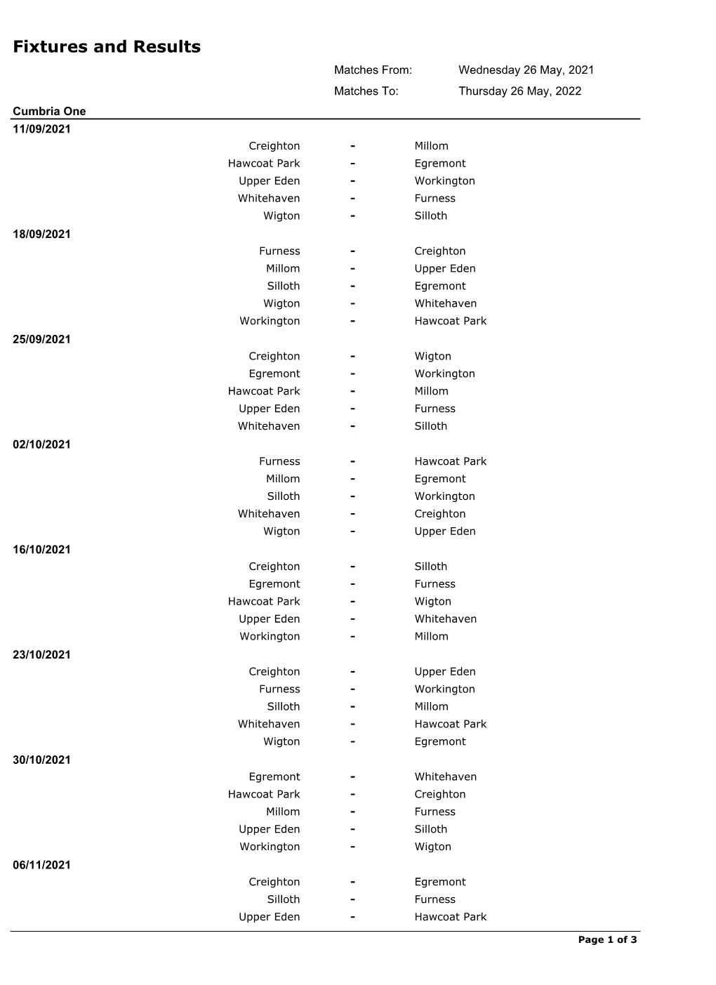 Fixtures and Results