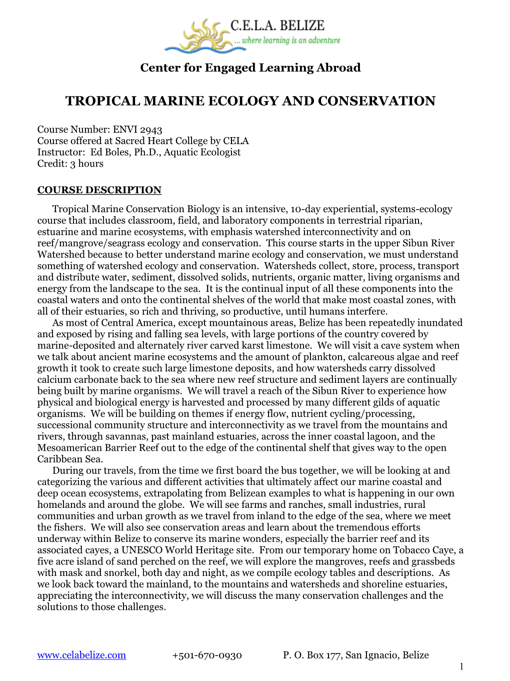 Tropical Marine Ecology and Conservation