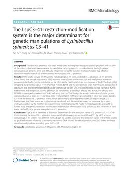 The Lspc3–41I Restriction-Modification System Is