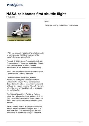 NASA Celebrates First Shuttle Flight 7 April 2006