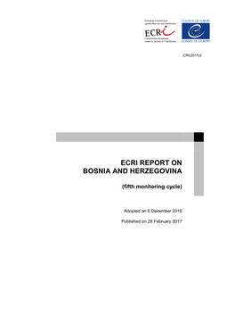 Ecri Report on Bosnia and Herzegovina