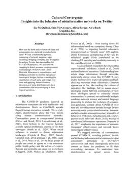 Cultural Convergence Insights Into the Behavior of Misinformation Networks on Twitter