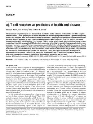 Ab T Cell Receptors As Predictors of Health and Disease