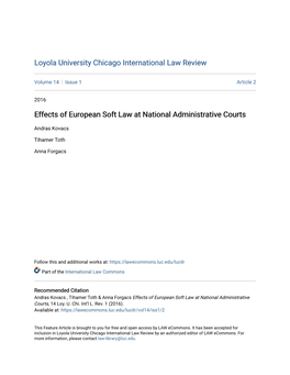 Effects of European Soft Law at National Administrative Courts