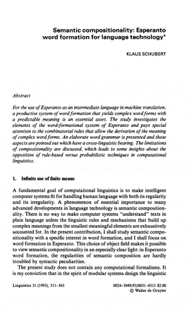 Semantic Compositionality: Esperanto Word Formation for Language Technology*