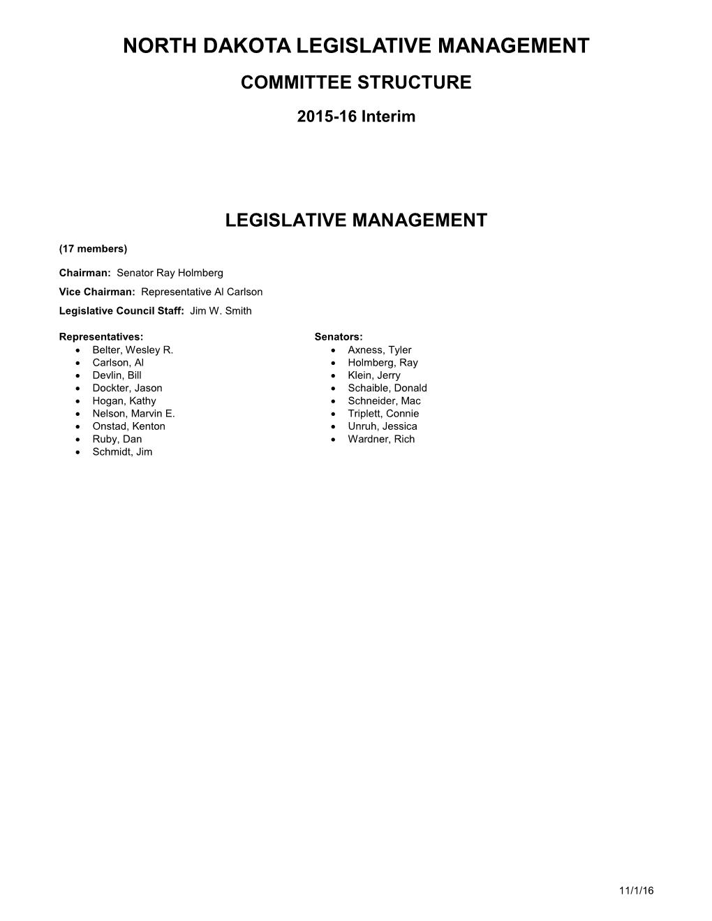 COMMITTEE STRUCTURE 2015-16 Interim